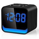 DOUMOSH Radiowecker mit Naturklängen & dimmbarer LED-Anzeige – digitaler Wecker mit Nachtlicht, sanftes Aufwachen mit ansteigender Lautstärke, kompakter FM-Radio-Wecker fürs Schlafzimmer & Nachttisch