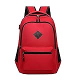 Rucksack für Teenager, Jungen, für Mittelschule, Erwachsene und Jugendliche, Schultasche mit USB-Anschluss für High School, Uni, Arbeit, Reisen, Radfahren, rot, One size