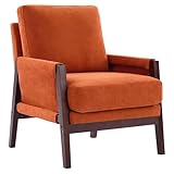 ChouTangYu Moderner Loungesessel mit Massivholzgestell, Polstersessel, Samtstoff, Geeignet für Schlafzimmer, Wohnzimmer, Büro, Wohnung usw. (Orange)