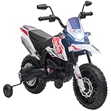 AIYAPLAY Kinder Elektro-Motorrad, 12V Aprilia Kindermotorrad mit Musik, 6 km/h Kinderfahrzeug mit abnehmbar Trainingsrädern, 12 Zoll Reifen, für 3-8 Jahre Kinder, Weiß