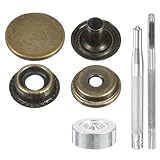 QUARKZMAN 24Set Ledernieten Befestigungsset 17mm Durchmesser Messing Druckknopf Cap Button 3.31' Länge Metall Druckknöpfe Mit 4 Installationswerkzeugen Für Mantel Bronze
