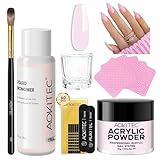 Aokitec 3 Farben Acryl Pulver mit 40 ml Acryl Liquid, 3 PCS Nail Brush