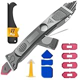 FOLAI Silikonentferner,6 in 1 Silikon Abzieher für Silikonfugen, Entferner-Edelstahlkopf & 5 Silikonersatz & 4 Fugenschaber-Pads für Küche