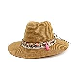 Sonnenhut Strohhut Hut Damen Sonnenhüte Frauen Große Krempe Fester Gürtel Strohhut Lässig Fascinator Outdoor Strand Faltbare Frauenhüte -Khaki_Adjustable