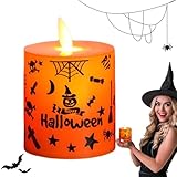 Halloween-Teelicht, flackernde Flamme, elektronisches LED-Licht, batteriebetrieben, Graffiti-Muster, elektronische LED-Kerzen für den Innenbereich