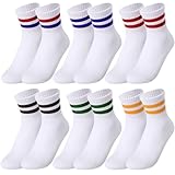 Utensilsto 6 Paar Sportsocken Kinder, Tennissocken aus Baumwolle Weiß Crew Athletic Socken Tennis Sport Socken für Jungen Mädchen Kinder, Weiß