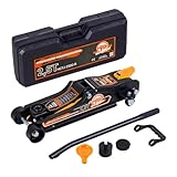 Wagenheber hydraulisch 2,5 Tonnen Flache Ausführung 80mm – 360mm Low Profile inkl. Koffer + SUV- Adapter + 2X Gummiauflage Hydraulischer KFZ- Rangierwagenheber 360° Rollen (Orange)