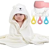 DKDDSSS 2PCS Badeponcho Kinder, Baby Kapuzenhandtuch Weich Super Saugfähig, Badetücher mit Niedlichen Ohren, Badetuch Baby mit Kapuze, Kapuzenhandtuch Baby, White