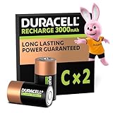 Duracell Akku C, wiederaufladbare Batterien C, 2 Stück, langanhaltende Power