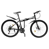 ARBGO 26in 21-Gang faltbares Mountainbike, Mountainbike für Jugendliche Erwachsene, mechanische Scheibenbremse Mountainbike, für Jugendliche Fahrrad Herren Damen Schwarz