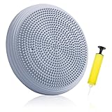 Aufblasbares Balancekissen, Rutschfeste Balancescheibe Sitzhaltungstrainer Physiokissen, Wackelkissen Aufblasbares Stabilitäts-Balanceboard mit Pumpe, für Fitness Yoga Gymnastik Rückentraining (Blau)