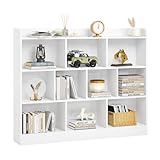 Nordivale Bücherregal Weiß, Regal Weiß, Würfelregal, Standregal, 10 offene Fächer horizontal vertikal oder kopfüber verwendbar für Wohnzimmer Schlafzimmer Büro