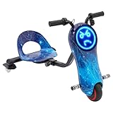 Charocean Kinder Drift Scooter 360 Grad, Drift Trike Elektro Driftscooter E Scooter Kinder Drift Cart, LED-Beleuchtung 3 Geschwindigkeitsstufen 180Watt Motor, 50 Kg Max. Zuladung (Sternenhimmel Blau)