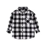 2026 Kleinkind Flanell Jacke Plaid Langarm Button Down Shacket Baby Jungen Mädchen Shirt Top Coat Outwear (White, 4-5 Years)