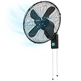 Cecotec - Wandventilatoren EnergySilence 4500 Power Wall Black, 50W, 30 cm Durchmesser, 4 aerodynamische Klingen, Kettenschalter, 3 Geschwindigkeiten, enthalten Montageelemente