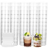 STARVAST 100 Stück Desserttasse mit Löffeln, 100ml Plastik Dessertbecher, Rund Dessertbecher, Wiederverwendbar Desserttassen für Pudding Mousse Eiscreme Geburtstag