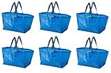 6 x FRAKTA Tragetaschen Groß Blau 55x37x35 cm 71 L Einkaufstasche Wäschetasche