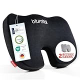 Blumtal® Memory Foam Sitzkissen hart - Keilkissen zur Rückenentlastung - atmungsaktives Steißbeinkissen 90-130 kg - Bürostuhl Kissen - stützendes Sitzpolster Stuhl + Zwei waschbare Bezüge in hart