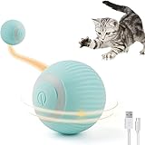 Katzenspielzeug Elektrisch mit LED Licht Katzenspielzeug Selbstbeschäftigung 360-Grad-Ball Interaktives Katzenspielzeug Selbstdrehender, Intelligentes USB Wiederaufladbarer Katzenspielzeug Ball