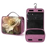 Kulturbeutel für Damen, Motiv: Weihnachtsrose, zum Aufhängen, Make-up-Organizer mit Haken für Shampoo