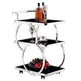 AMULONG Küchewagen mit Rollen, Rollwagen 3-stufiger Servierwagen Im Europäischen Stil, Getränke- Und Imbisswagen, Schlafzimmer-Teewagen, Heim-Esstisch-Beistellwagen Mobiler Servierwagen(B)