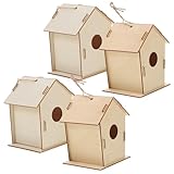 Milisten 4Stücke Teiliges DIY Vogelhaus aus Naturholz Unbemalte Holz Nester zum Bemalen für Kreatives Graffiti Fantasie und Kreativität für Bastelprojekte