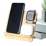 Opdestn Holz Ladegerät Wireless - Smartwatch Ladestation | 15W Schnellladegerät Für Handy Kopfhörer