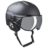 Black Crevice Skihelm St. Moritz mit Vollvisier, schwarz/Silber, L (58-61 cm)