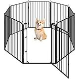 Yaheetech Welpenauslauf 8-teilig 80cm hoch, Welpenlaufstall mit integriertem Schloss, Geräuscharme Rohre, Bodenschoner, 8 mm Verstärkte Metalldrähte, Hundelaufstall für Wohnung & Garten