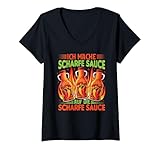 Damen Ich Mache Scharfe Sauce Auf Die Scharfe Sauce - BBQ Spruch T-Shirt mit V-Ausschnitt