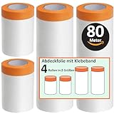 ZWERKZEUG Insgesamt 80 meter Abdeckfolie mit Klebeband Maler Abdeckfolie - Goldband Tape-Abdeckfolien Malerfolien (4 Rollen)