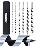 HIPULX Schlangenbohrer-Set für Holz, 30,5 cm lang, 6-teilig, Sechskantschaft, Schiffsschneckenbohrer