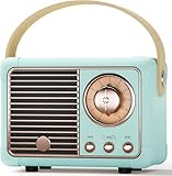 DAJASD Nostalgie Radio Klein, Mini Bluetooth Lautsprecher, Retro Radio Bluetooth Speaker, FM Retro Radio mit Bluetooth, mini Radio unterstützt USB/TF/AUX/Freisprechanrufe(Grün)