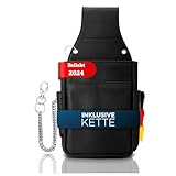 FLEXIBILITE® Kellnertasche Echt Leder | Gastronomie Zubehör | Kellnerholster [Neues Konzept 2025] | Bedienungstasche EXTRA 47cm Stahlkette | Holster Tasche (15 x 23 cm B x H) |