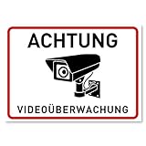 Gentle North Kunststoff, 3 x Aufkleber Videoüberwachung - A6 (14,8 x 10,5 cm) - Schild - Hinweisschild - Warnschild - Achtung Videoüberwachung für Fenster und Türen - Warnhinweis für außen - V2