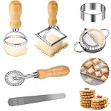 Raviolimesser-Set (6er-Set) Mit Knödelformer Aus Edelstahl Und Teigrad. Aus Hochwertigem Eichenholz Und Edelstahl. Ideal Für Ravioli, Knödel, Nudeln Und Mehr (6-teiliges Set)