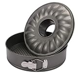 Zeripikfoasp Springform, 26 cm Kuchenform, Runde Backform Antihaftbeschichtet, Kuchenformen-Set mit 2 Böden, Kuchenorm mit Flach- und Rohrboden, Schnittfest, Auslaufsicher, für Kuchen und Torten