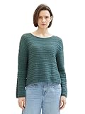 TOM TAILOR Damen Loose Fit Pullover mit Multicolor-Streifen, 10697 - Sea Pine Green, XXS