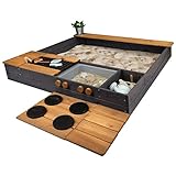 Meppi Sandkasten Laboe mit Herd und Grill - anthrazit/braun aus Holz - Sandkiste Sandbox