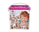 Eichhorn 100050141 50 naturfarbene Holzbausteine in Aufbewahrungsbox mit Sortierdeckel, FSC 1 zertifiziertes Buchenholz, Motorikspielzeug geeignet für Kinder ab 1 Jahr