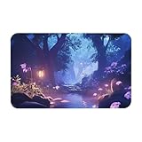 Artisanal Habitat Fußmatte Innen, Enchanted Forest Illustration rutschfeste Silikonbodenmatte, Waschbar Schmutzfangmatte, Für Eingangsbereich, Küche, Terrasse, Badezimmer, 50x80cm