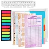 RISVOWO A6 Nachfüllpapier Kariert 6 Löcher A6 Nachfüllbare Refill Paper Ringbuchordner Ringbinder Planer 6-Loch Budget Planner Zubehör Sparchallenge Budgetplaner für Loseblatt-Notizbücher