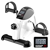 Sportneer Pedaltrainer für Senioren,Mini Heimtrainer mit LCD-Display, Fitnessgeräte für Zuhause – Tischfahrrad, Ergometer Senioren, Arm- und Beintrainer für Senioren mit Anti-Rutsch-Matte (Weiß)