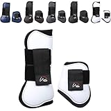 RL24 - Gamaschen & Streichkappen (4er Set) | Pferdebeinschutz mit Klettverschluss | weich gefüttert, anatomisch geformt & stoßabsorbierend | Pony & Pferde Zubehör in Weiß für Pony