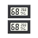 JEDEW 2-Pack Hygrometer Gauge Thermometer Indoor/Outdoor, Mini Digital Temperature Humidity Meter Tester for Humidifiers Greenhouse Reptile Plant Humidors (℃) (Rectangle-2)