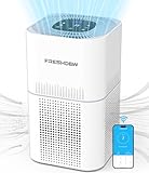 FRESHDEW Wi-Fi Luftreiniger Allergiker, CADR 300m³/h für 100㎡ Raucherzimmer Wohnung, 4-Stufen Luftfilter kann 99,97% Staub Gerüche Schimmel, Digitale Luftqualität, Smart HEPA Air Purifier 24dB, Weiß