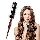 Wildschweinborsten, Rundbürste, Mini-Bart, tragbare Naturborsten, Haarbürste mit Holzgriff, für Damen und Herren