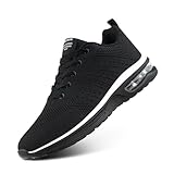 Hitmars Laufschuhe Herren Damen Turnschuhe Sportschuhe Air Luftpolster Sneaker Leicht Atmungsaktiv Sneakers Straßenlaufschuhe rutschfest Joggingschuhe Outdoor Fitness WalkingschuheSchwarz EU 43