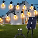 Solar Lichterkette mit Realistischer Flammeneffekt, 15 Glühbirnen 12M Solar Lichterkette Außen IP65 Wasserdicht, Solarflamme Glühbirne Deko für Garten, Balkon, Hochzeit, Party, Weihnachtsbeleuchtung