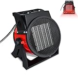 MAYTIIMO Keramik Heizlüfter Elektroheizer mit PTC-Keramik Heizelement, 2 Heizstufen, Elektroheizgebläse mit Überhitzungsschutz für Baustelle Garage Werkstatt Wohnung – 3KW, Rot